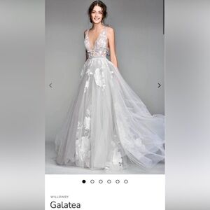 Willowby Galatea Gray Floral Wedding Dress
